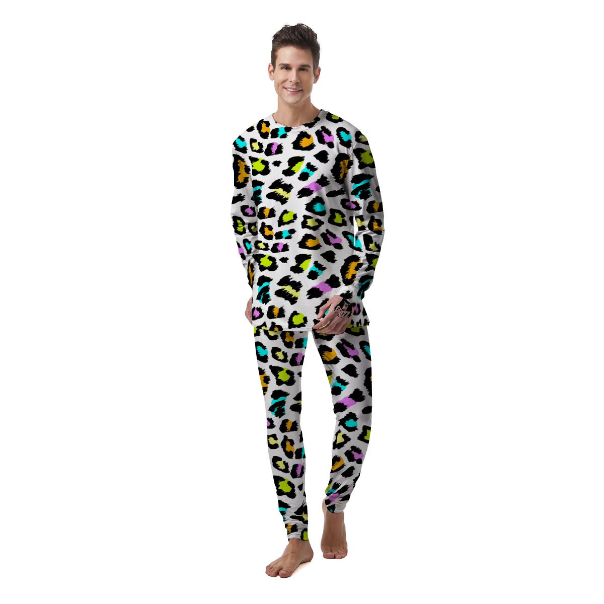 White Leopard Men's Pajamas-grizzshop