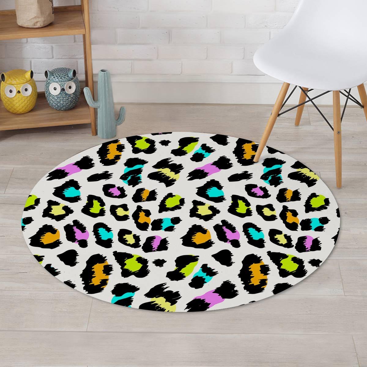 White Leopard Round Rug-grizzshop