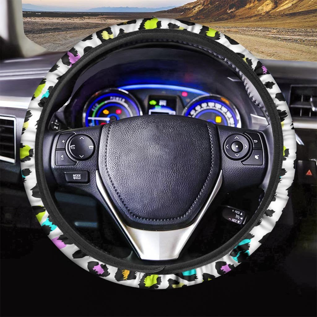 White Leopard Steering Wheel Cover-grizzshop