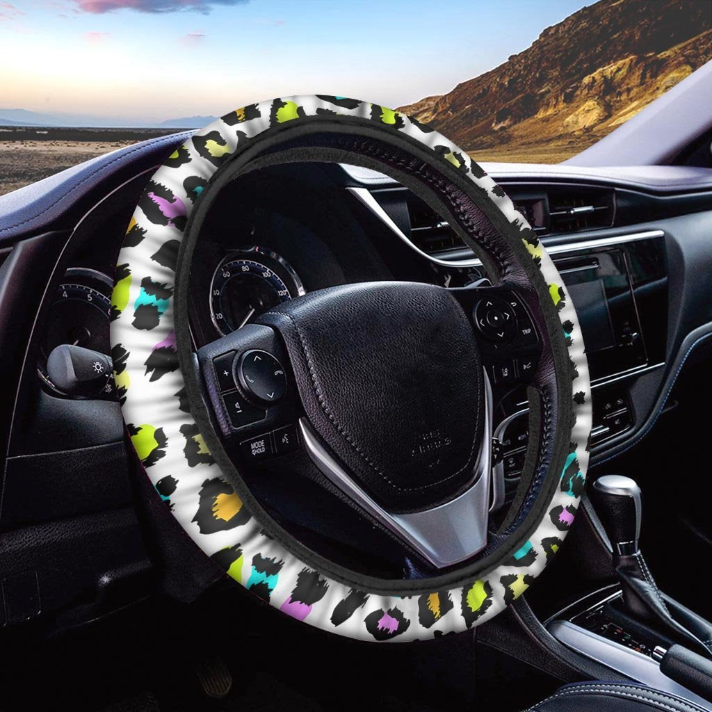 White Leopard Steering Wheel Cover-grizzshop