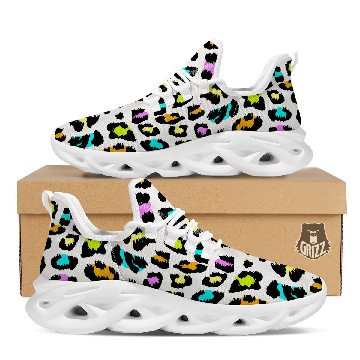 White Leopard White Running Shoes-grizzshop