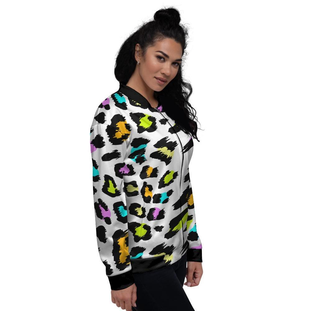 White Leopard Women's Bomber Jacket-grizzshop