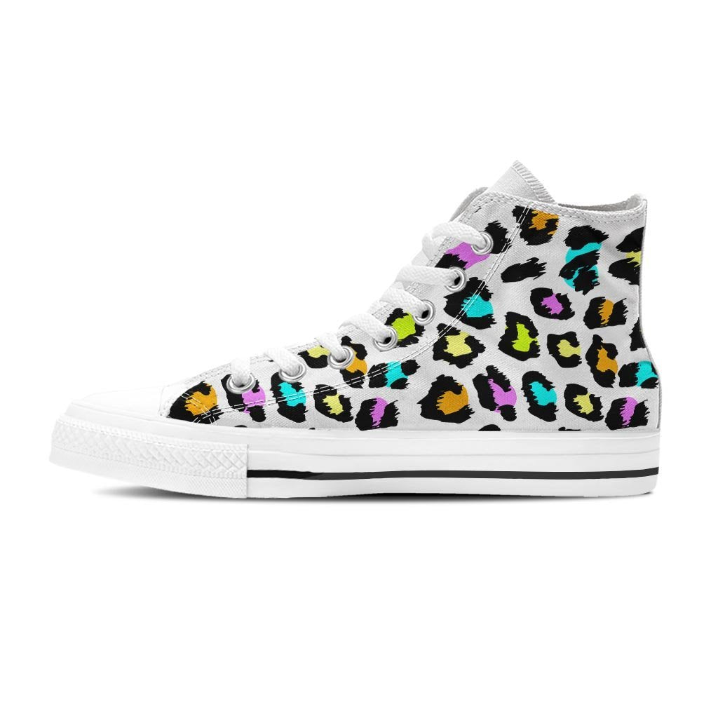 White Leopard Women's High Top Shoes-grizzshop