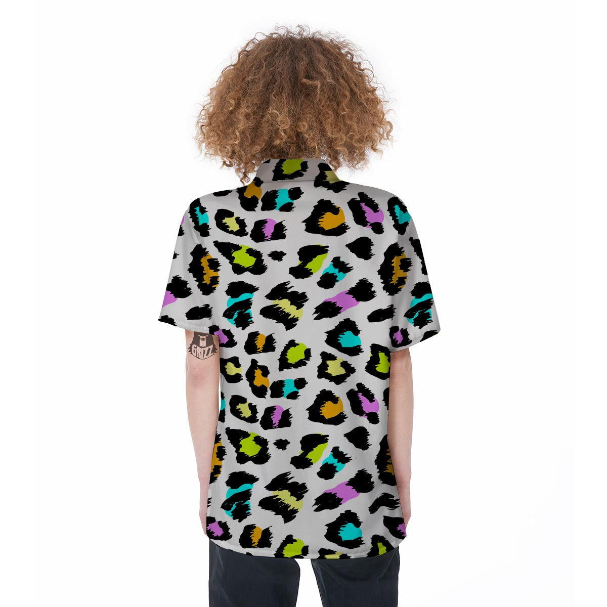 White Leopard Women's Short Sleeve Shirts-grizzshop