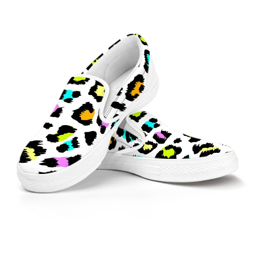 White Leopard Women's Slip On Sneakers-grizzshop