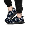 White Lily Black Print Pattern Black Sneaker-grizzshop