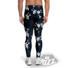 White Lily Black Print Pattern Men's Leggings-grizzshop