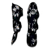 White Lily Black Print Pattern Muay Thai Shin Guards-grizzshop