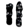 White Lily Black Print Pattern Muay Thai Shin Guards-grizzshop