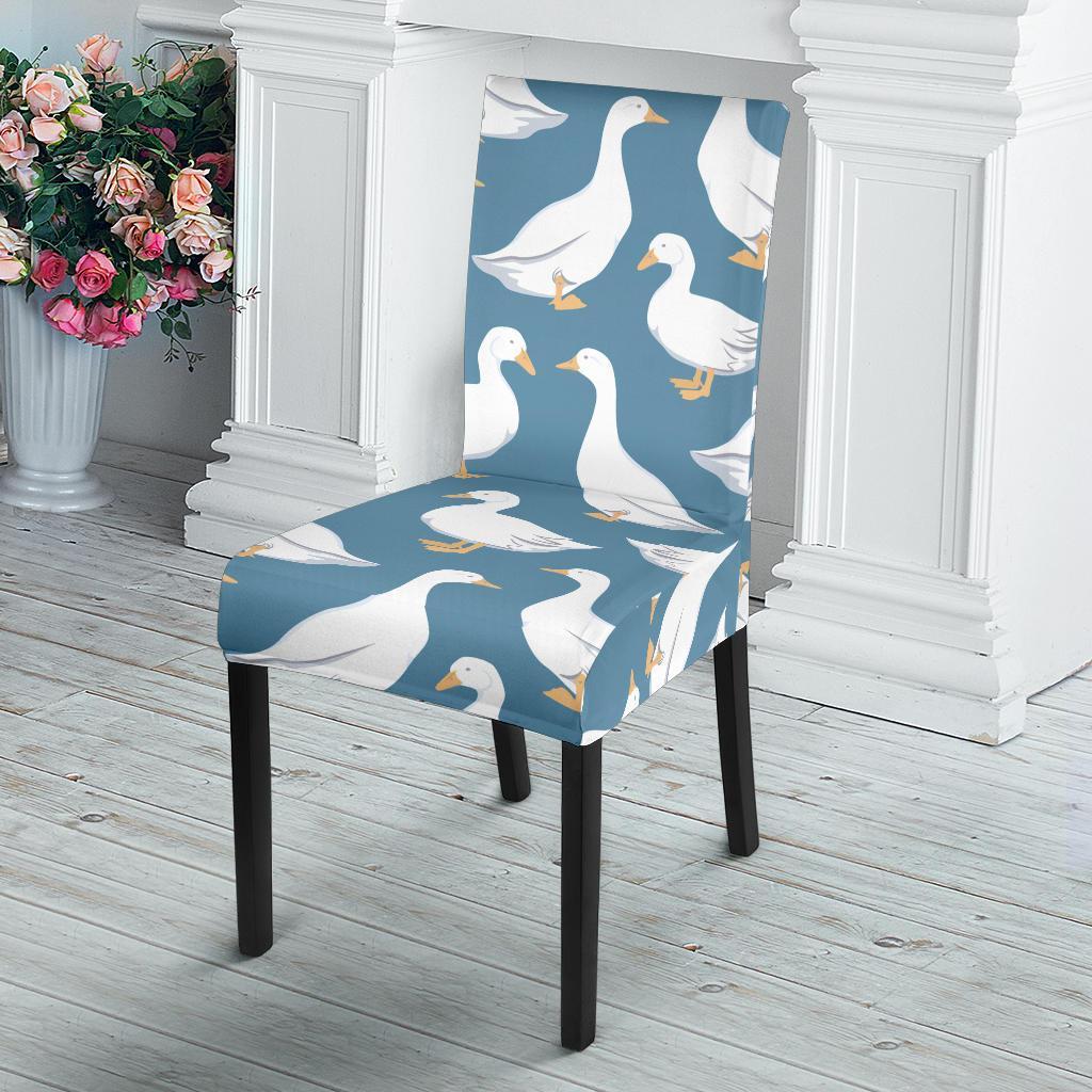 White Mallard Duck Pattern Print Chair Cover-grizzshop