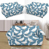 White Mallard Duck Pattern Print Loveseat Cover-grizzshop