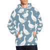 White Mallard Duck Pattern Print Men Pullover Hoodie-grizzshop