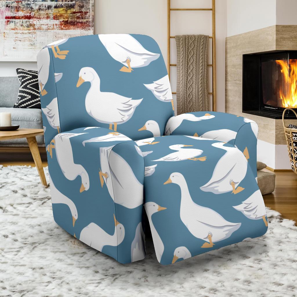 White Mallard Duck Pattern Print Recliner Cover-grizzshop