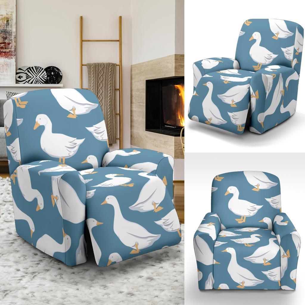 White Mallard Duck Pattern Print Recliner Cover-grizzshop