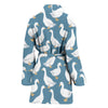 White Mallard Duck Pattern Print Women Long Robe-grizzshop