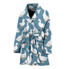 White Mallard Duck Pattern Print Women Long Robe-grizzshop