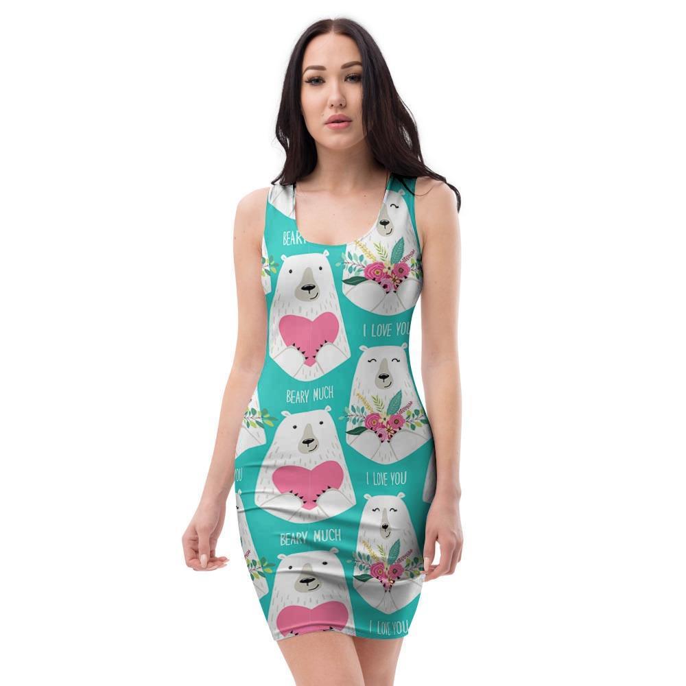 White Mama Bear Bodycon Dress-grizzshop