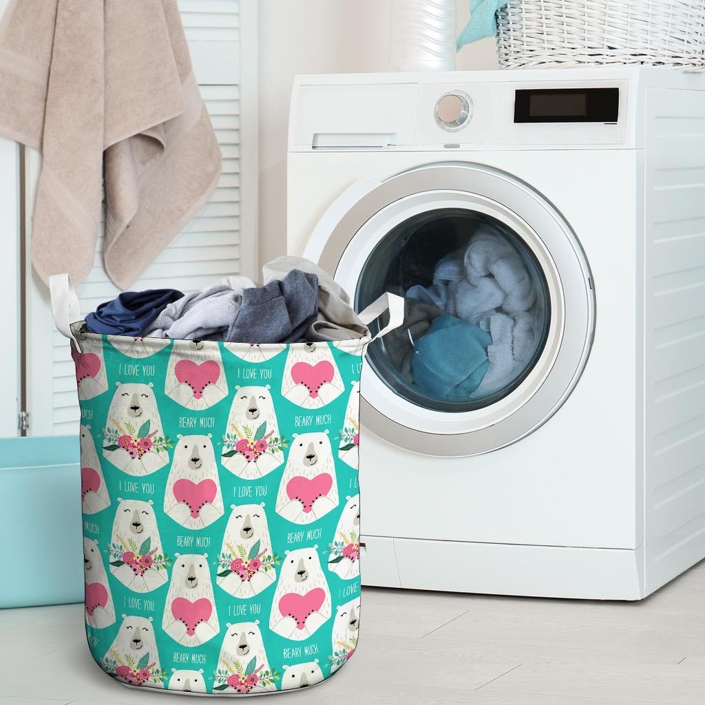 White Mama Bear Laundry Basket-grizzshop