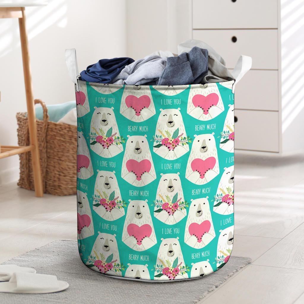 White Mama Bear Laundry Basket-grizzshop