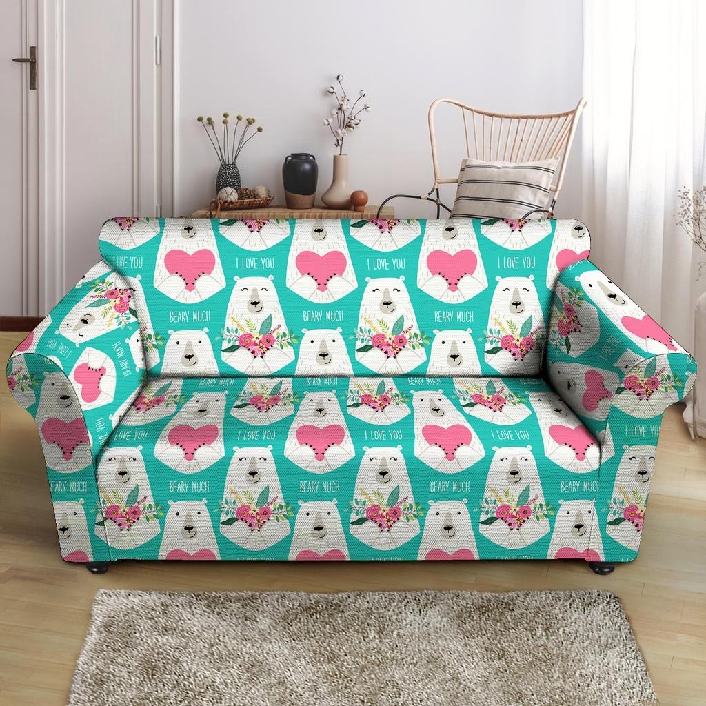 White Mama Bear Loveseat Cover-grizzshop