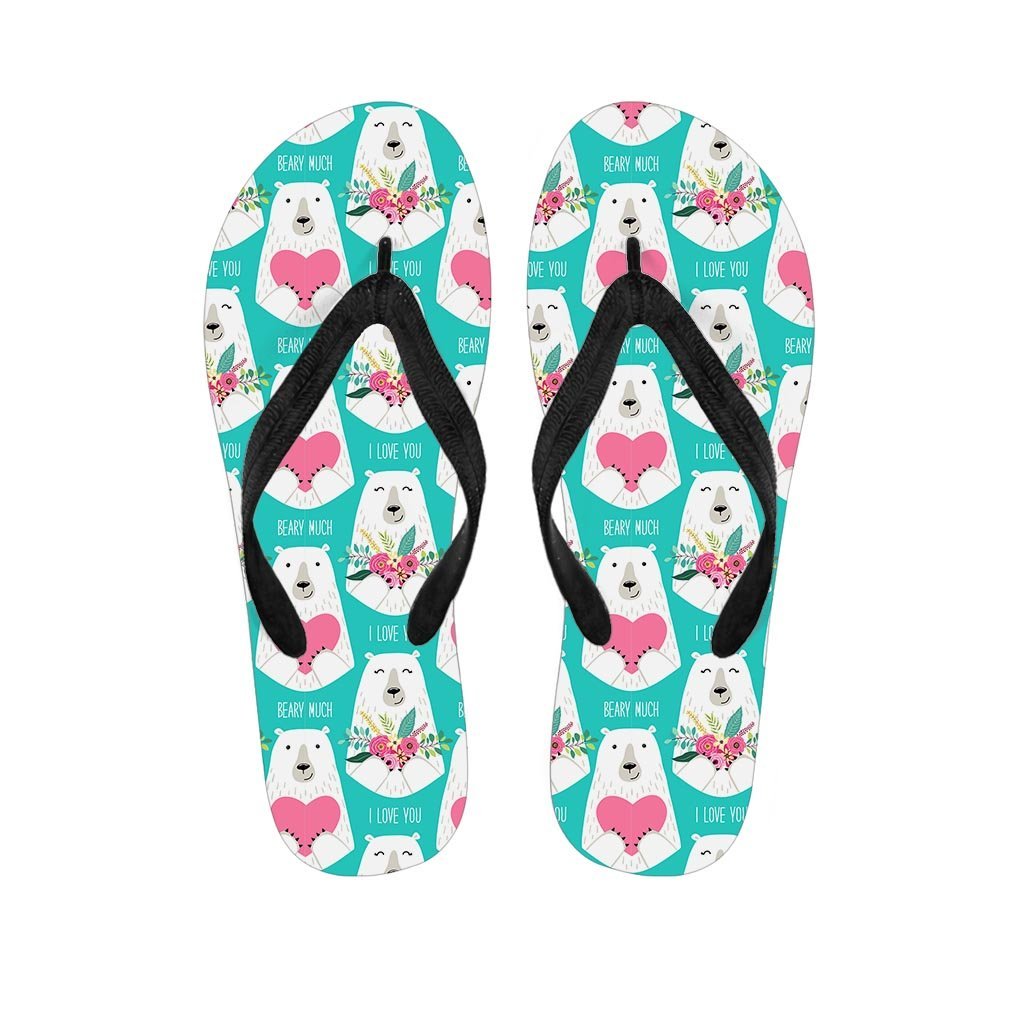 White Mama Bear Men's Flip Flops-grizzshop