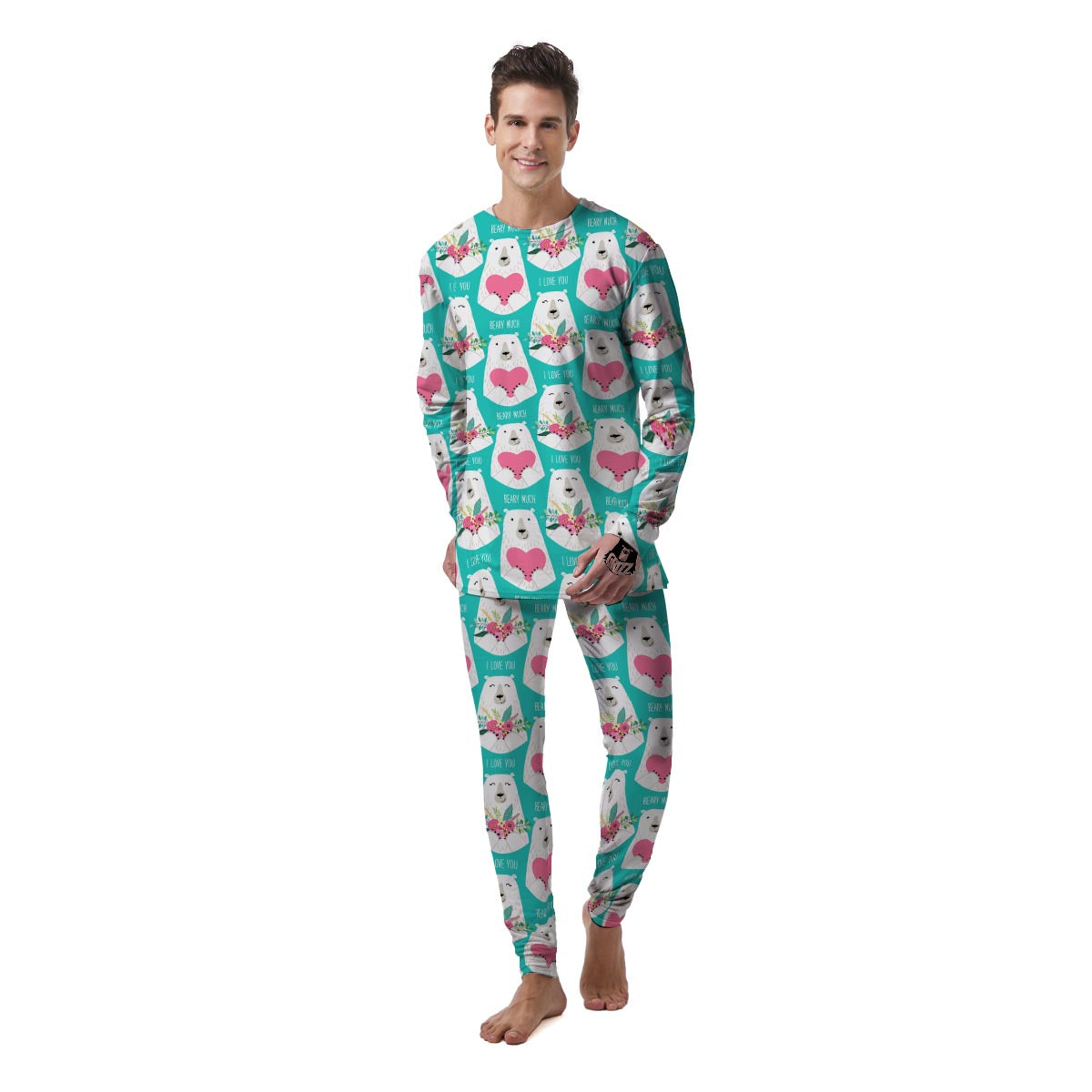 White Mama Bear Men's Pajamas-grizzshop