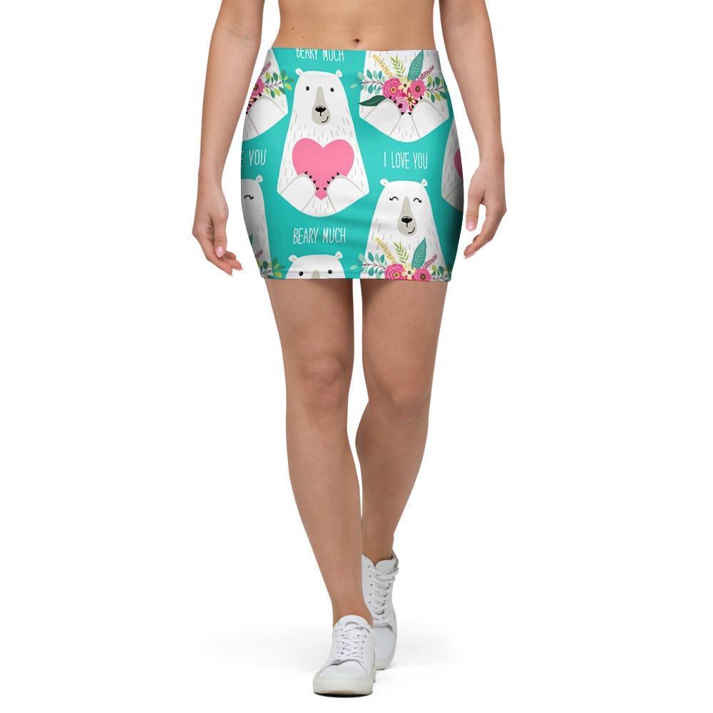 White Mama Bear Mini Skirt-grizzshop