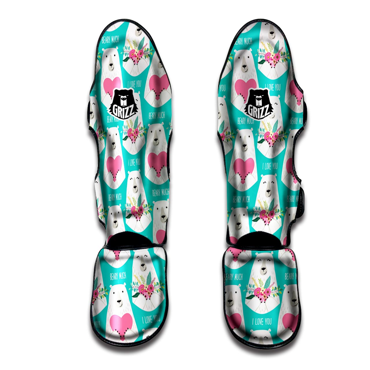 White Mama Bear Muay Thai Shin Guard-grizzshop