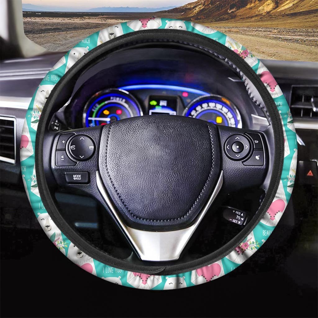 White Mama Bear Steering Wheel Cover-grizzshop