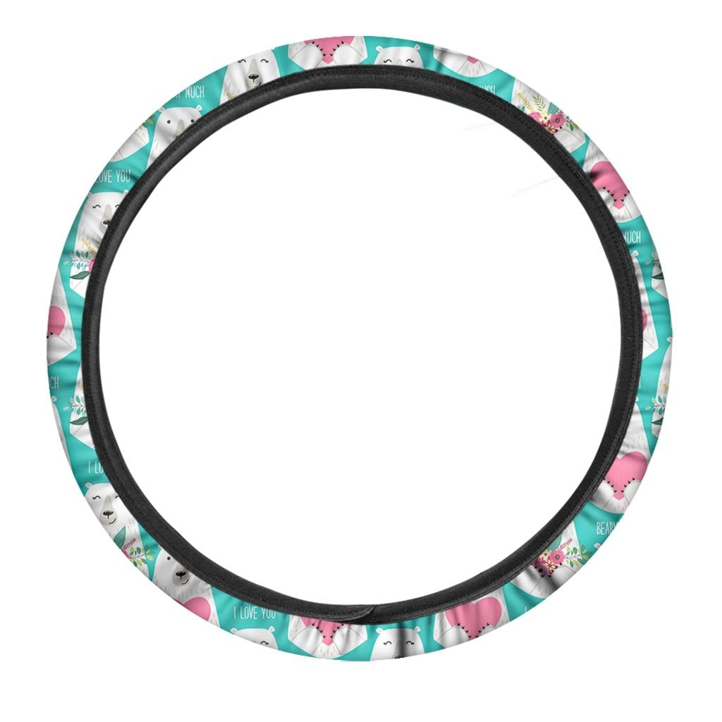 White Mama Bear Steering Wheel Cover-grizzshop