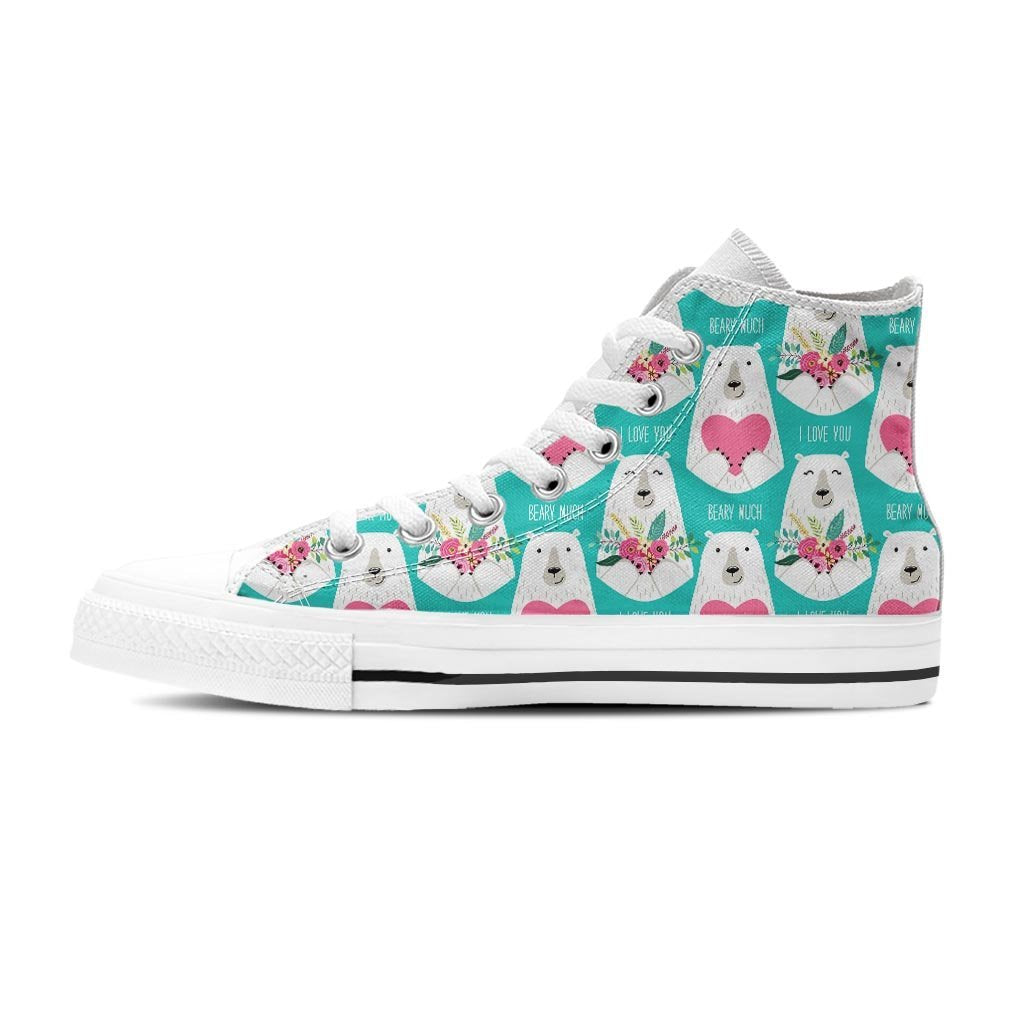 White Mama Bear Women's High Top Shoes-grizzshop