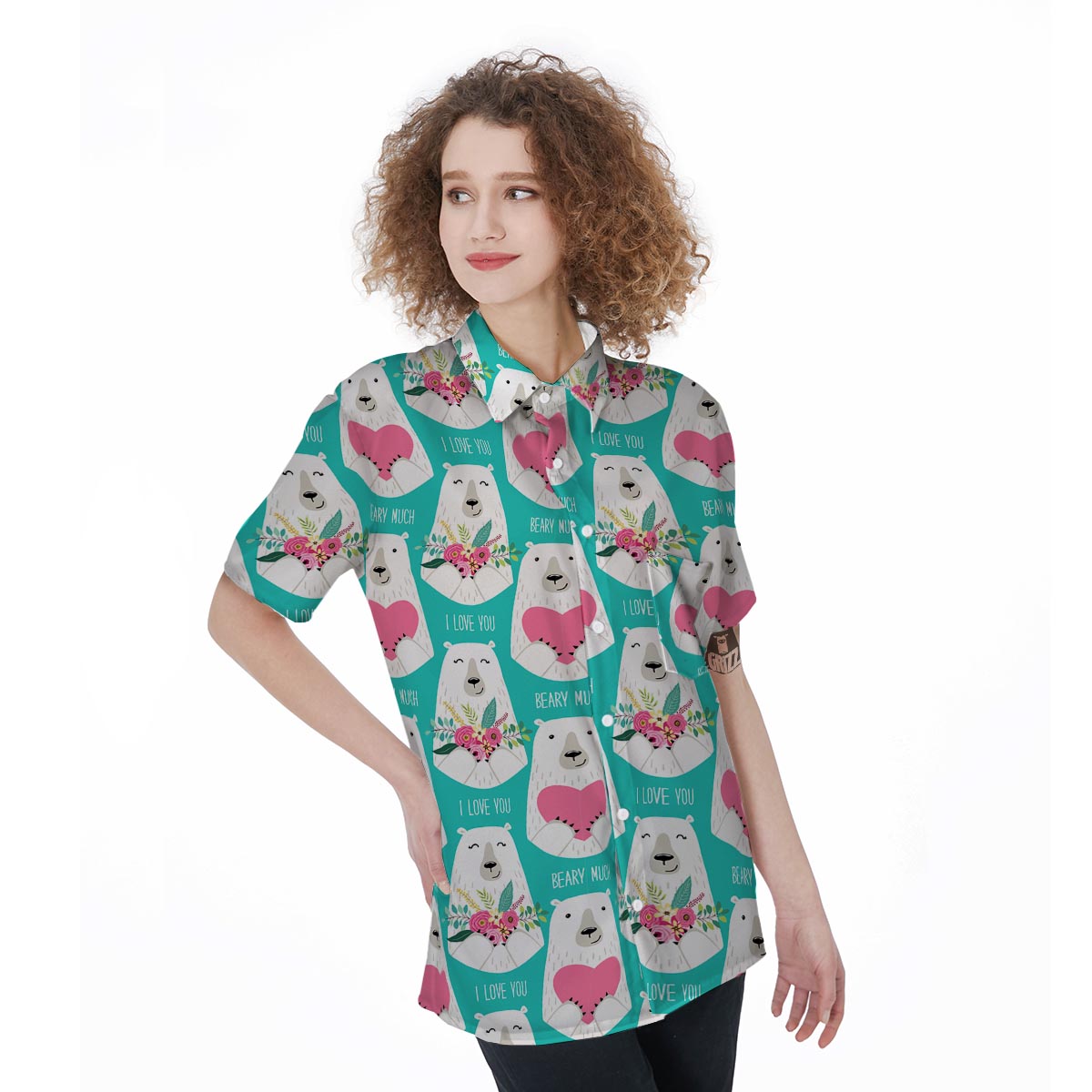 White Mama Bear Women's Short Sleeve Shirts-grizzshop