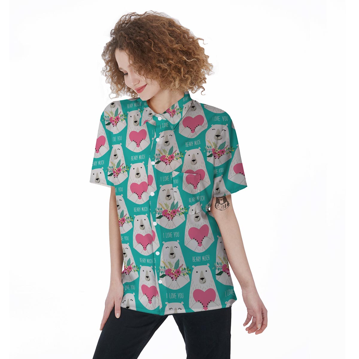 White Mama Bear Women's Short Sleeve Shirts-grizzshop