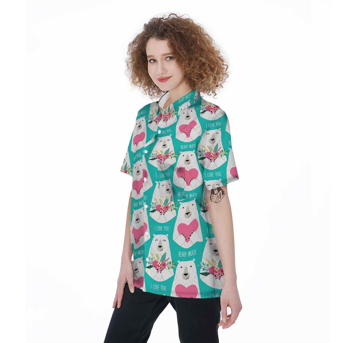 White Mama Bear Women's Short Sleeve Shirts-grizzshop