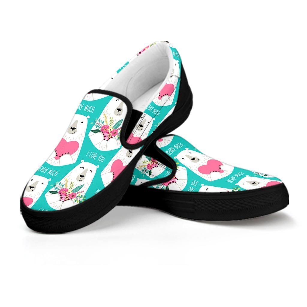 White Mama Bear Women's Slip On Sneakers-grizzshop