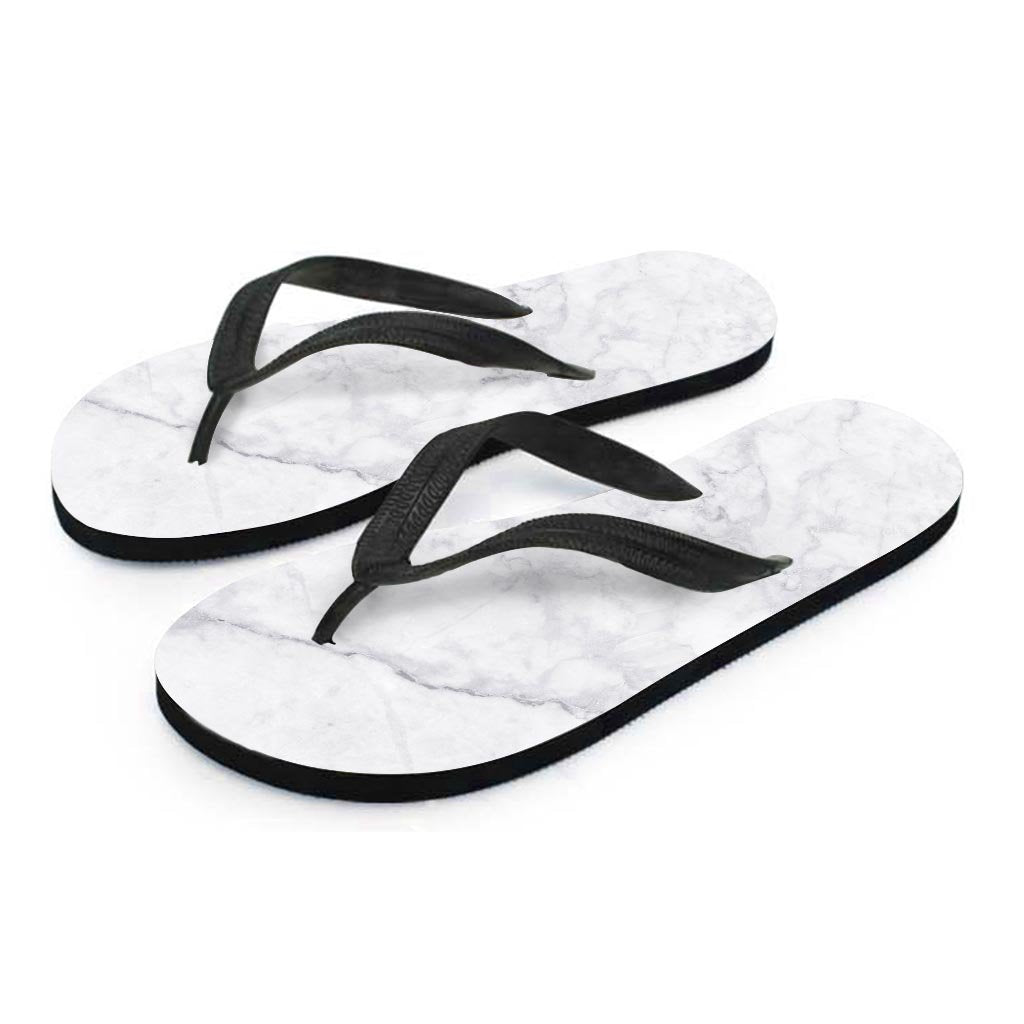 White Marble Men's Flip Flops-grizzshop