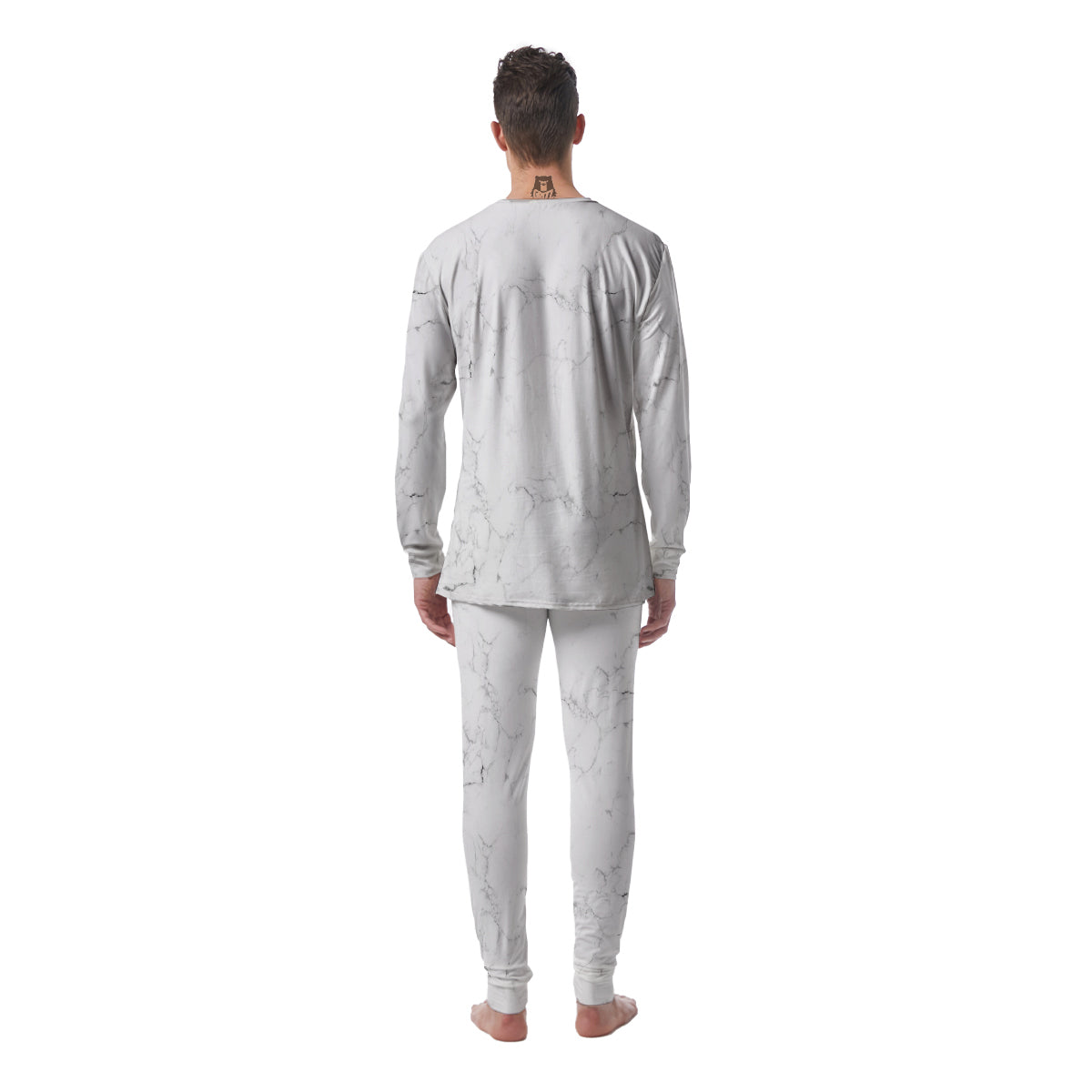 White Marble Pattern Men's Pajamas-grizzshop