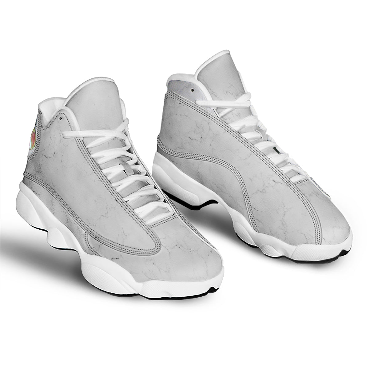 White Marble Pattern White Basketball Shoes-grizzshop