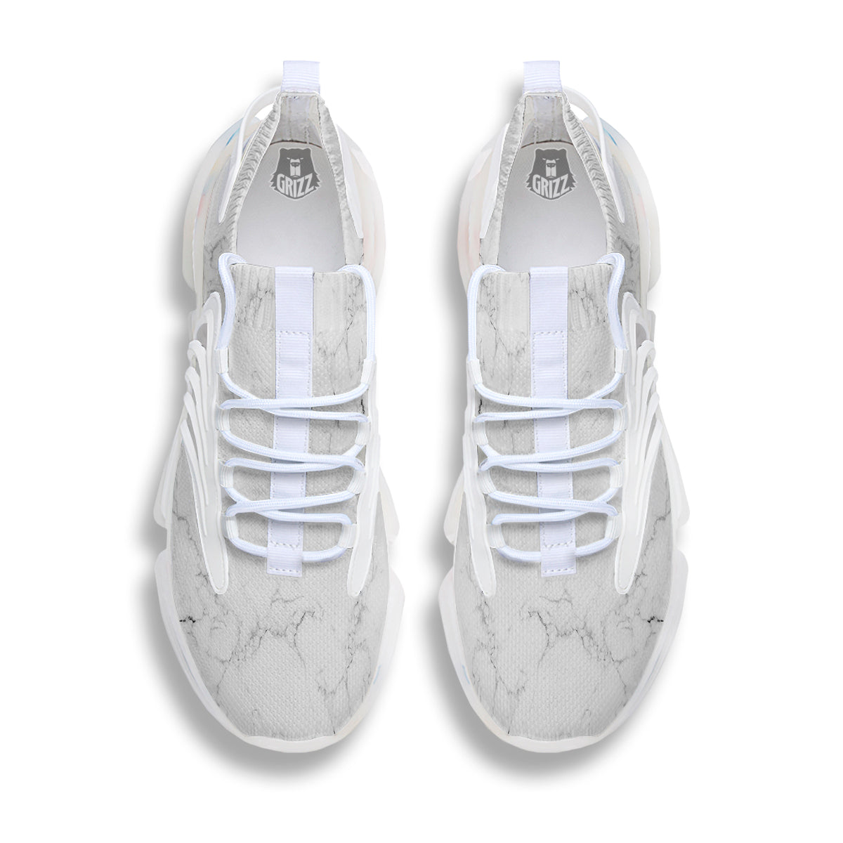 White Marble Pattern White Gym Shoes-grizzshop
