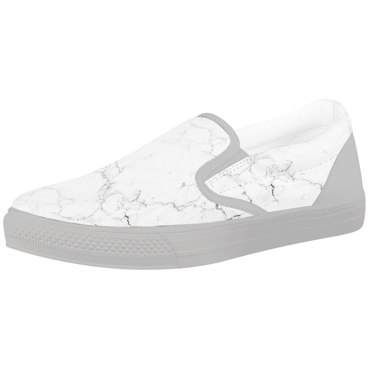 White Marble Pattern White Slip On Shoes-grizzshop