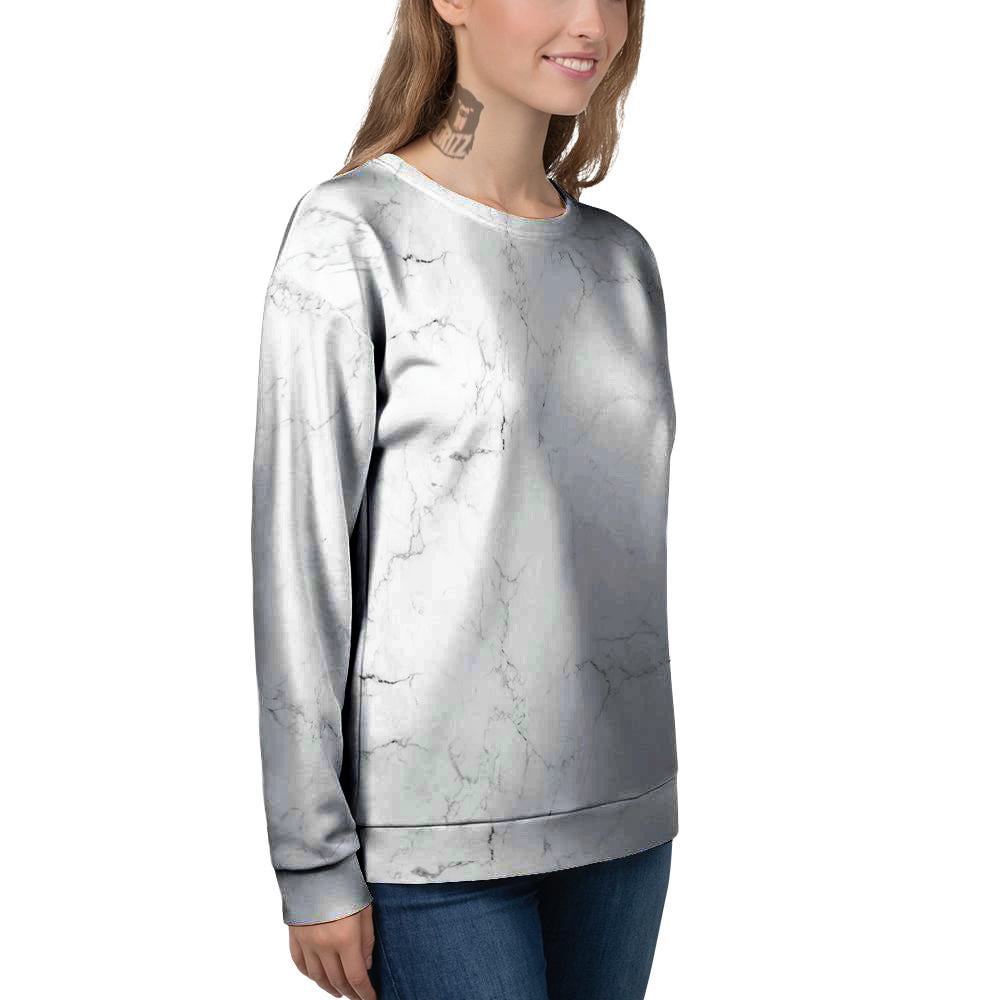 White Marble Pattern Women's Sweatshirt-grizzshop