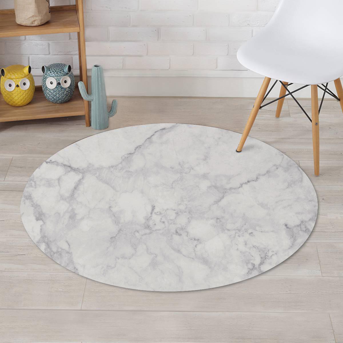 White Marble Round Rug-grizzshop