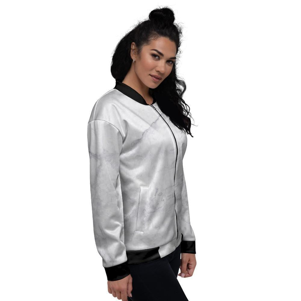 White Marble Women's Bomber Jacket-grizzshop