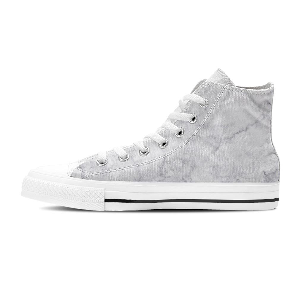 White Marble Women's High Top Shoes-grizzshop