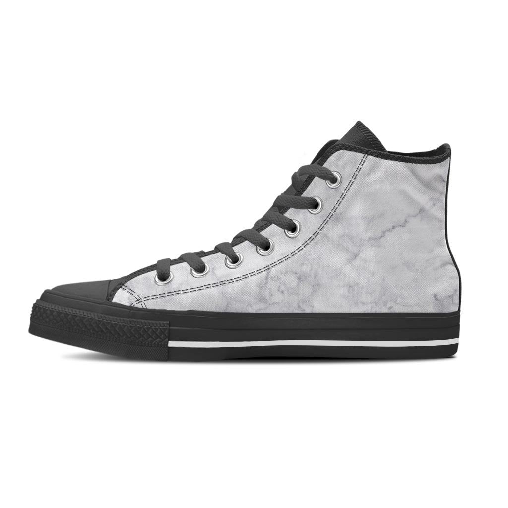 White Marble Women's High Top Shoes-grizzshop