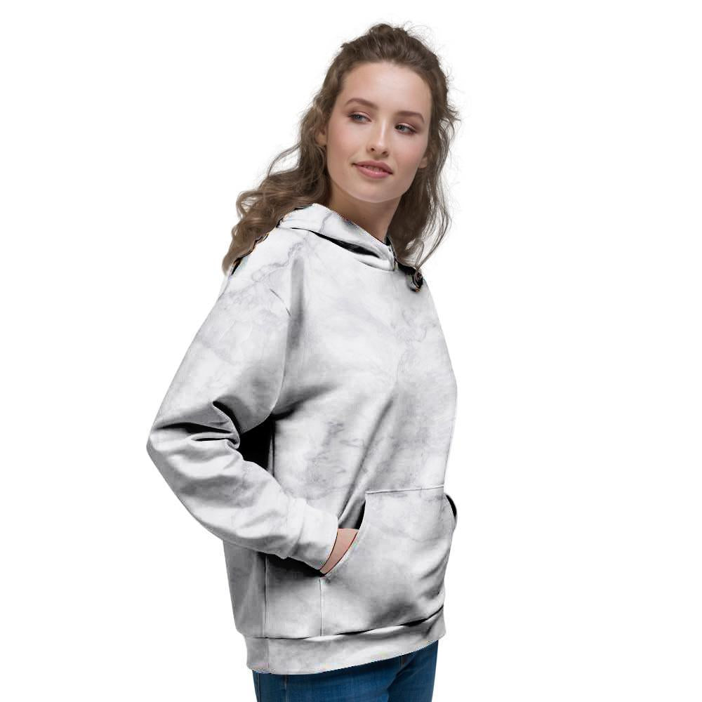 White Marble Women's Hoodie-grizzshop