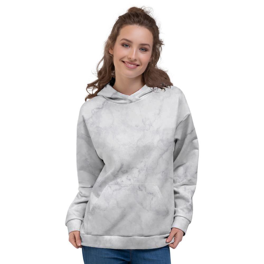 White Marble Women's Hoodie-grizzshop