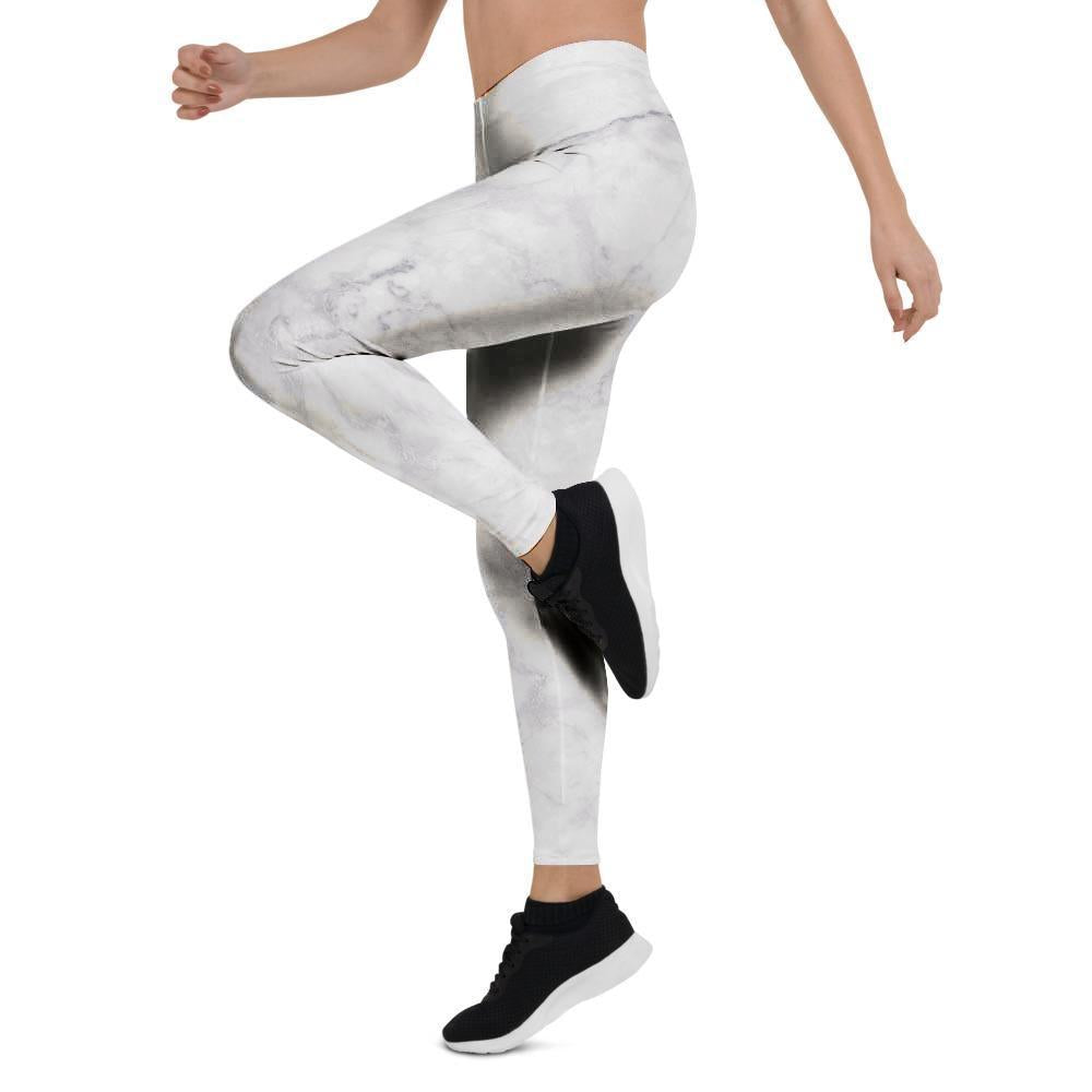 White Marble Women's Leggings-grizzshop