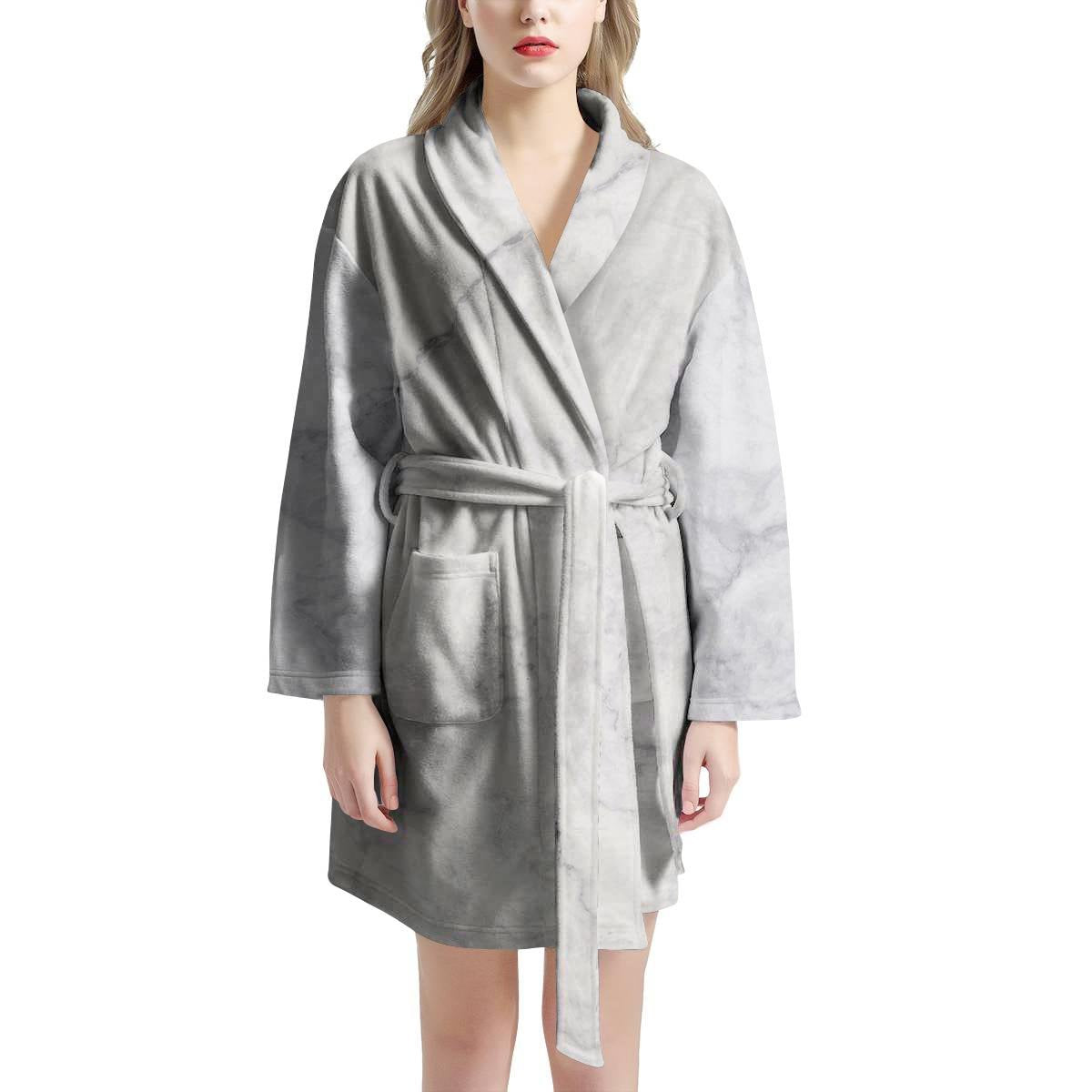 White Marble Women's Robe-grizzshop