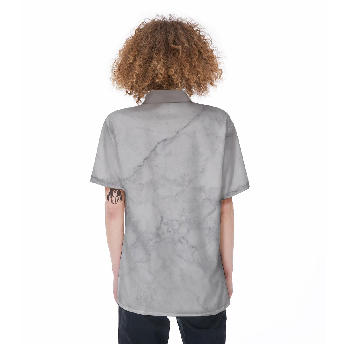 White Marble Women's Short Sleeve Shirts-grizzshop